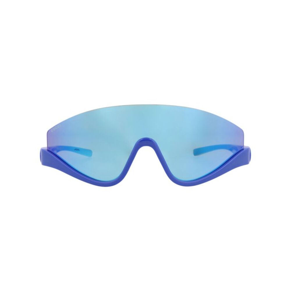 Gucci Shield-Frame Injection Sunglasses Blue Womens